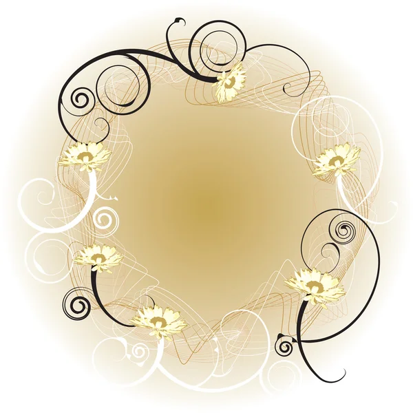 Floral circle gold — Stock Vector