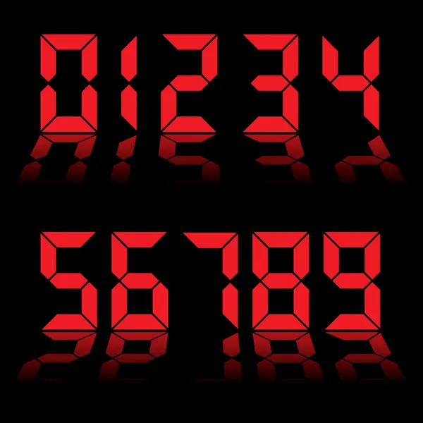 Numeri digitali orologio rosso — Vettoriale Stock