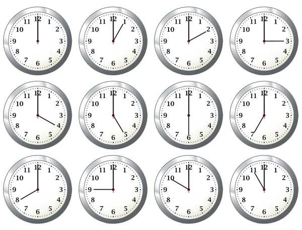 Office clock all times — Stock Vector