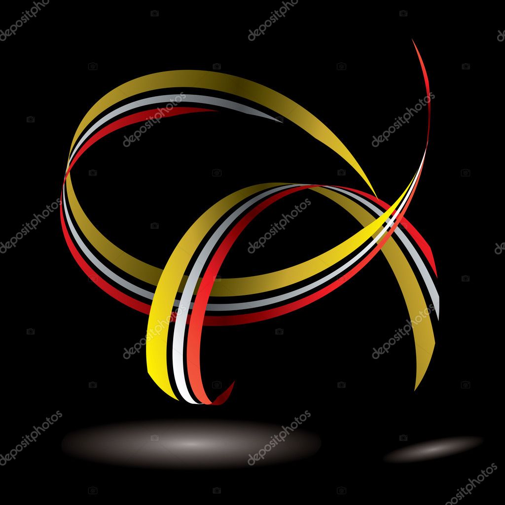 Flowing ribbon design with light reflected onto black