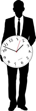 Businessman holding clock clipart