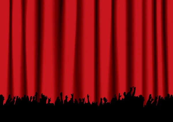 Concert multidão cortina vermelha — Vetor de Stock