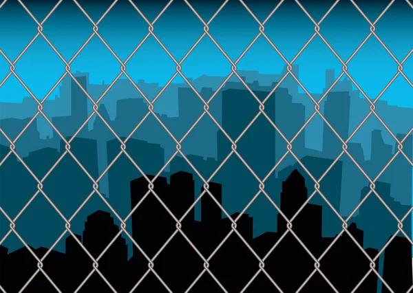 City behind fence — Stock Vector