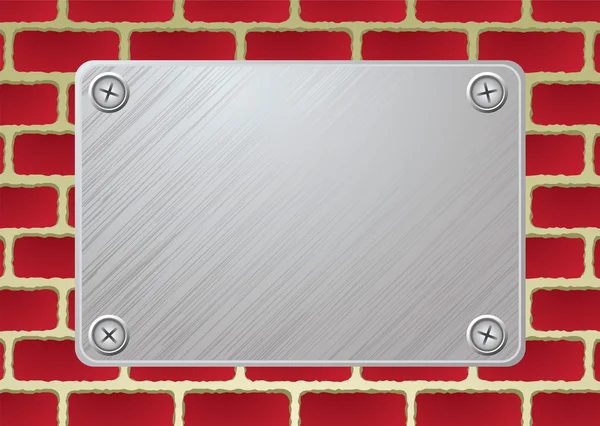 Brickwall metal plate — Stock Vector