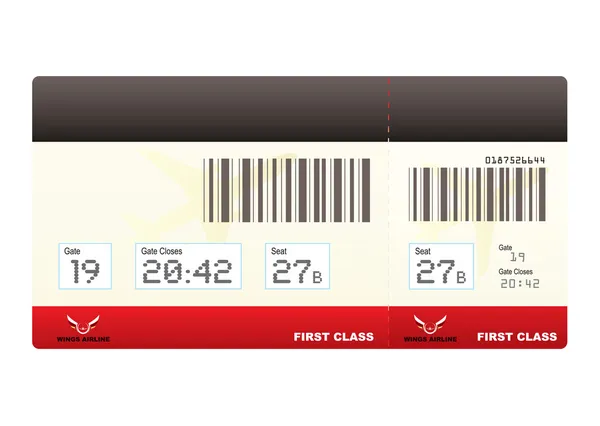 飛行機のチケット最初クラス スワイプ — ストックベクタ