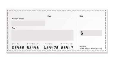 White dollar cheque clipart