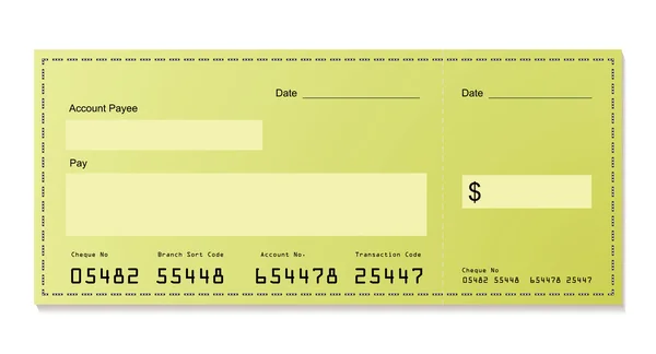 Groene dollar cheque — Stockfoto