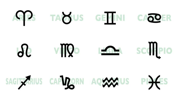 Имена и символы гороскопов — стоковый вектор