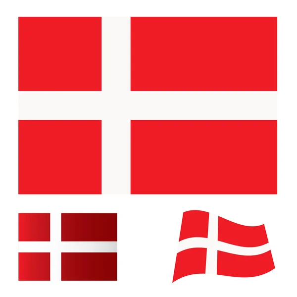 Danimarca bandiera impostata — Vettoriale Stock