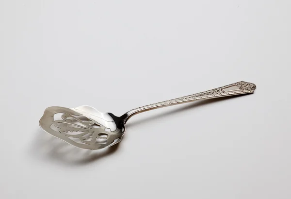 Antico cucchiaio da torta in argento sterling — Foto Stock