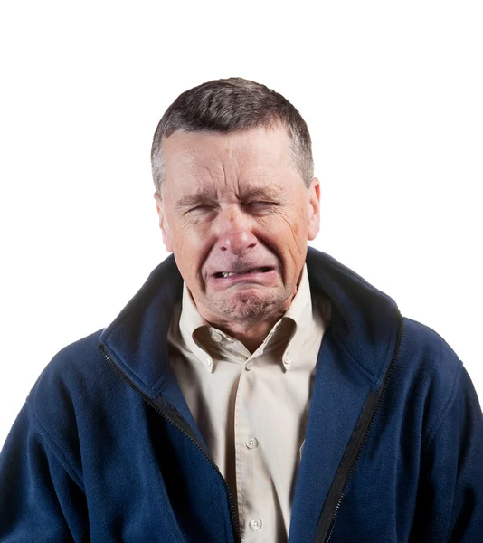Senior férfi tüsszögés — Stock Fotó