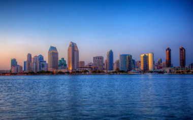 San Diego skyline on clear evening in HDR clipart