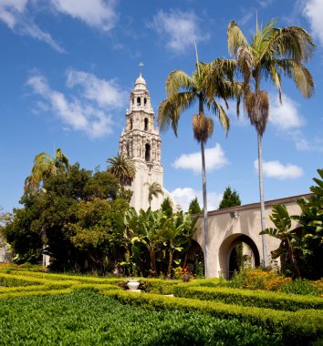 California Tower from Alcazar Gardens in Balboa Park clipart