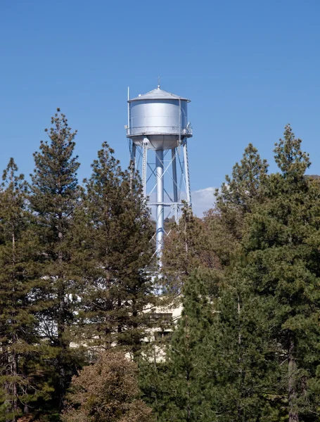 stock image Water tower peeps above tree line