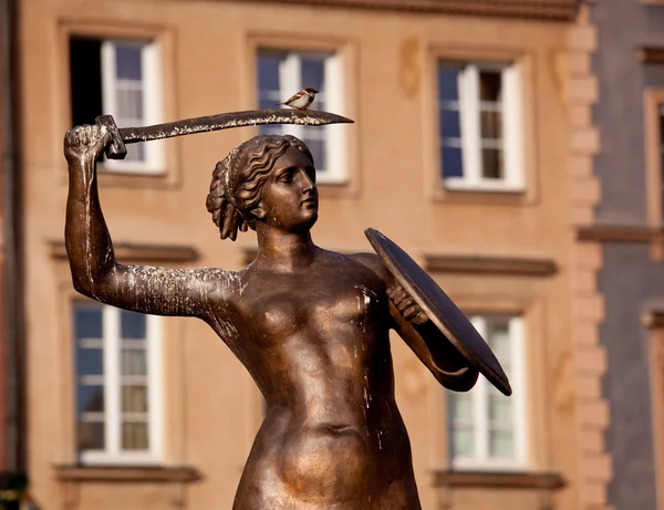 Estatua de sirena Varsovia — Foto de Stock