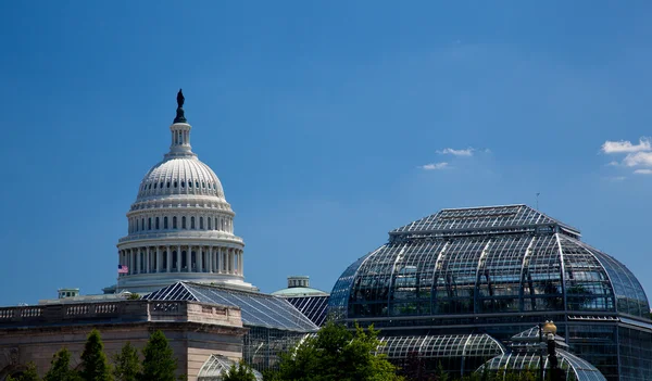 Capitol épület keretezi botanikus kert — Stock Fotó