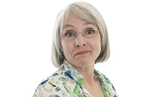 Mature woman with humorous expression — Stock Photo, Image