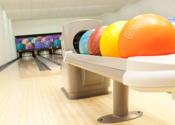 stock image Bowling balls in a row