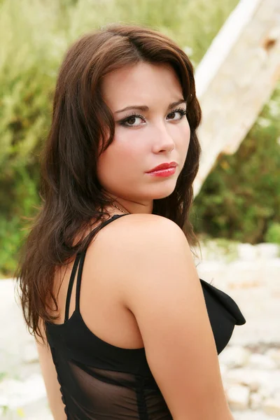 Portrait brunette modèle féminin . — Photo