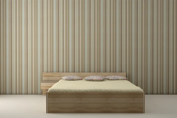 Schlafzimmer und gestreifte Tapete — Stockfoto