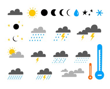 Symbols of weather and climate clipart