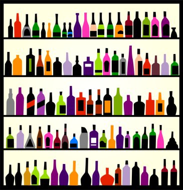 Alcohol bottles on the wall clipart