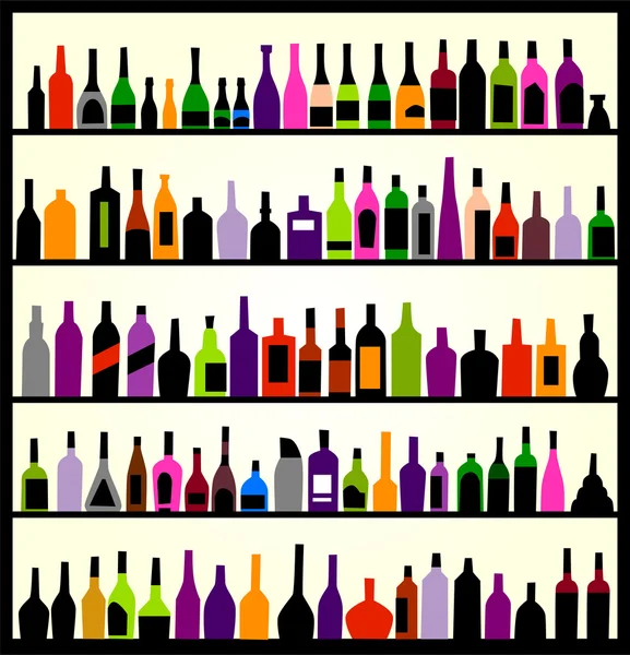 Garrafas de álcool na parede —  Vetores de Stock