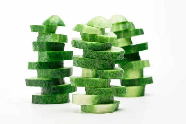 Turrets of sliced cucumbers — Stock Photo, Image