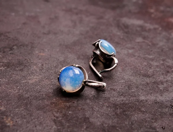 stock image Blue stone earrings