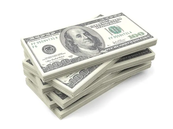 Stack of one hundred dollar bills — Stockfoto