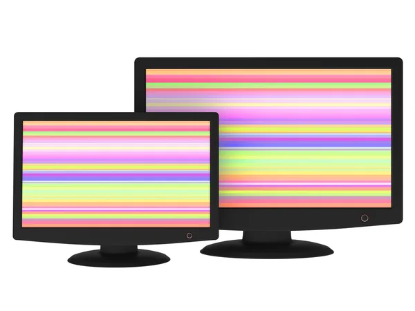 Two black widescreen LCD monitor — Stock Photo, Image