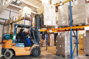 Warehouse forklift loader worker clipart