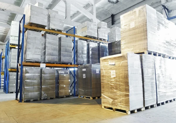 Warehouse with shelves rack arrangement — Stock Photo, Image