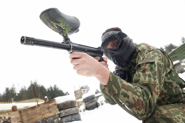 Paintball extreme sport game player — Stock Photo, Image