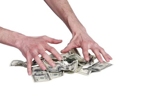 Mãos humanas e dinheiro em dólares — Fotografia de Stock