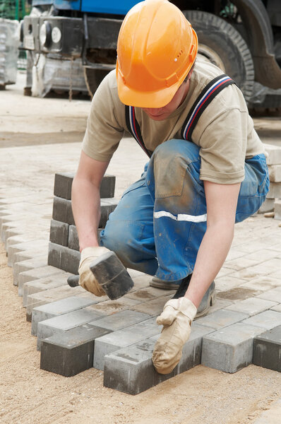 Sidewalk pavement construction works