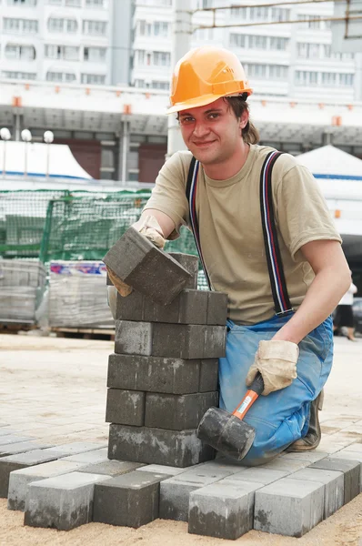 Lavori di costruzione di marciapiedi — Foto Stock