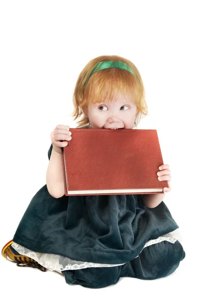 Menina engraçada com livro — Fotografia de Stock