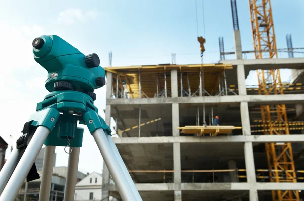 Theodolite at construction site Stock Photo