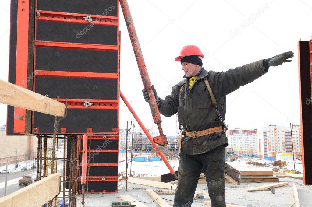 Worker builder and concrete formwork — Stock Photo © kalinovsky #3244495