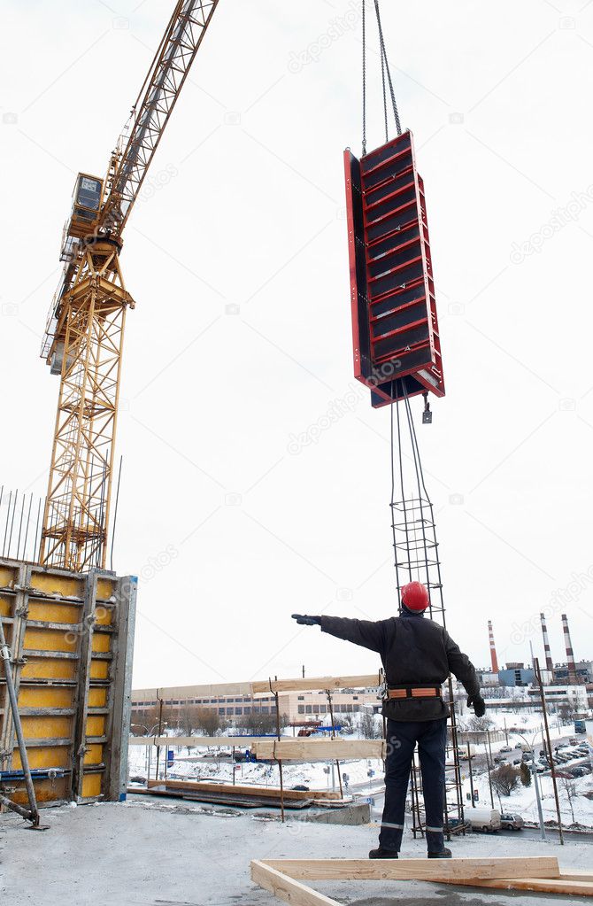 Builder at construction site