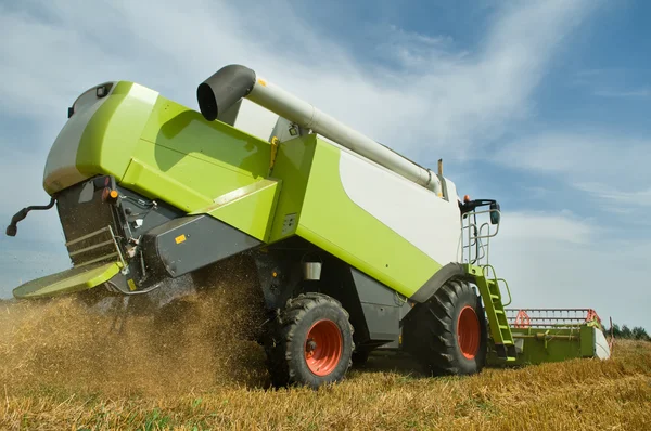 Harvesting combine in field — Stock Photo, Image