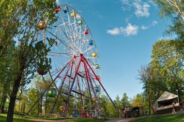 Big wheel in park amusement clipart