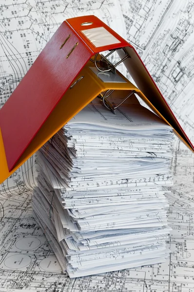 Big heap of design and project drawings — Stock Photo, Image