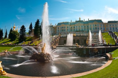 The Palaces, Fountains, and Gardens of Peterhof Grand Palace in Saint-Pete clipart