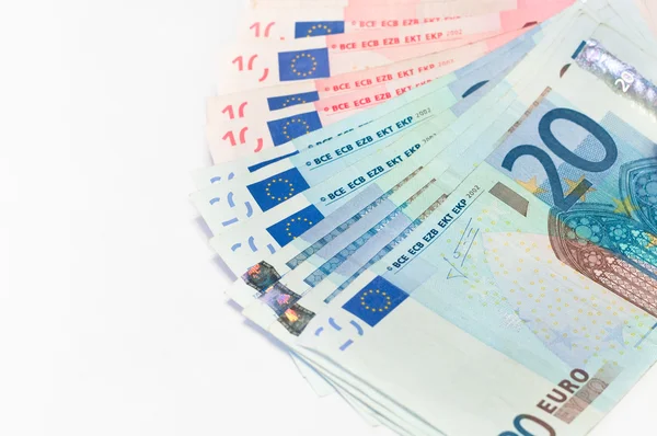 Euro cash fan-shaped on white background. — Stock Photo, Image