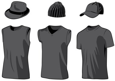 Shirts and caps. Vector illustration clipart