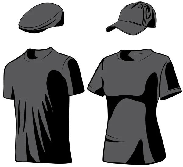 Camisas y gorras. Ilustración vectorial — Vector de stock