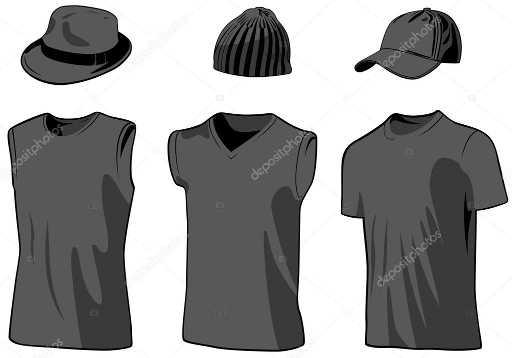 Shirts and caps. Vector illustration