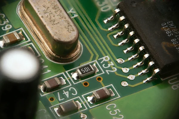 Parte de la placa de circuito impreso PCB macro — Foto de Stock